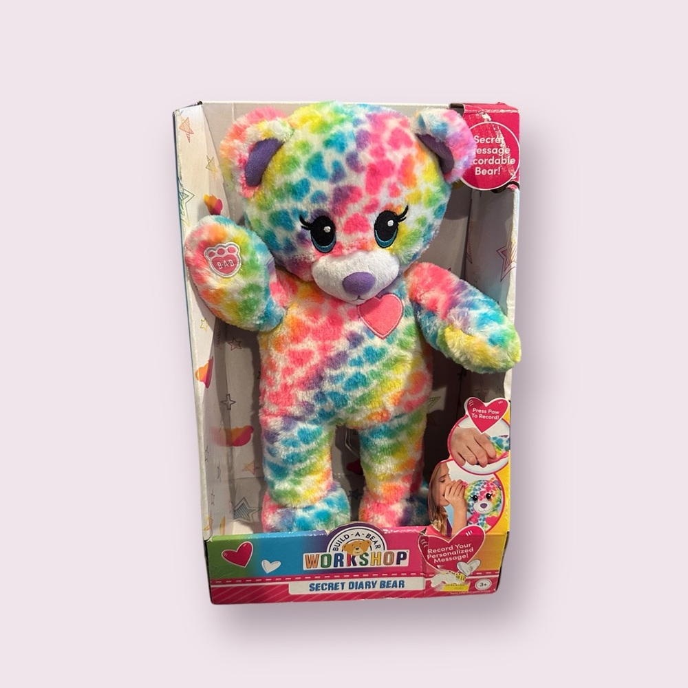 New In Package Build-A-Bear Colorful Secret Diary Bear - Picture 1 of 8